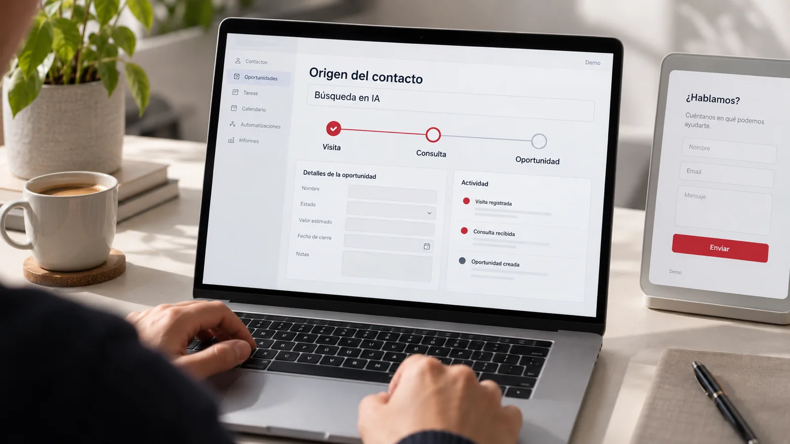 Demostración de atribución de un contacto desde búsqueda en IA hasta una oportunidad comercial