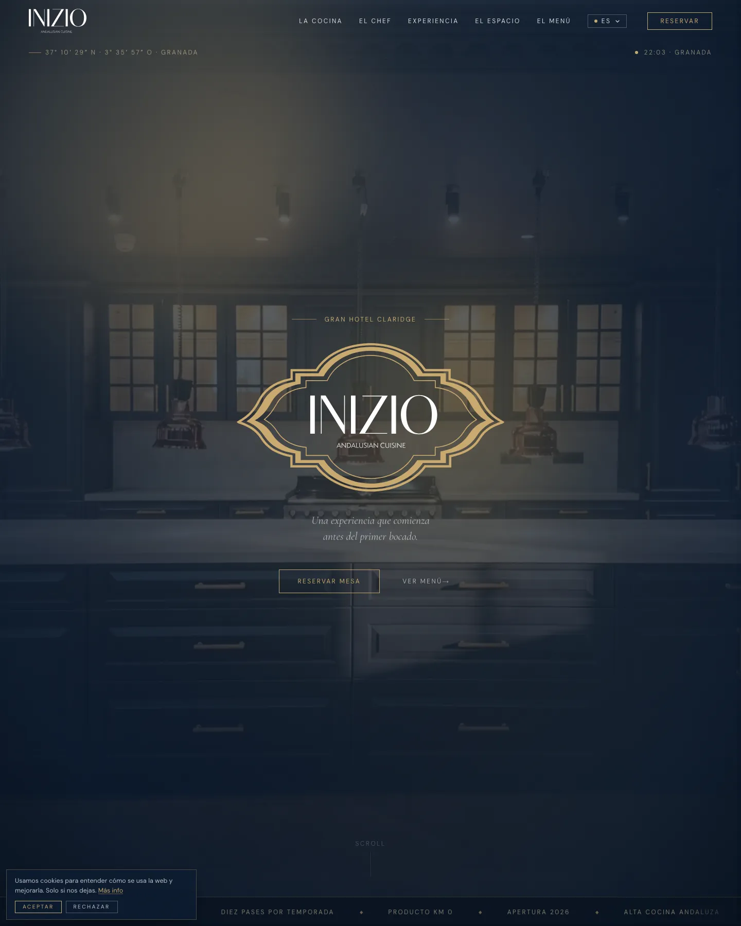 Portada de iniziorestaurant.com, la web del restaurante de alta cocina andaluza Inizio, en Granada