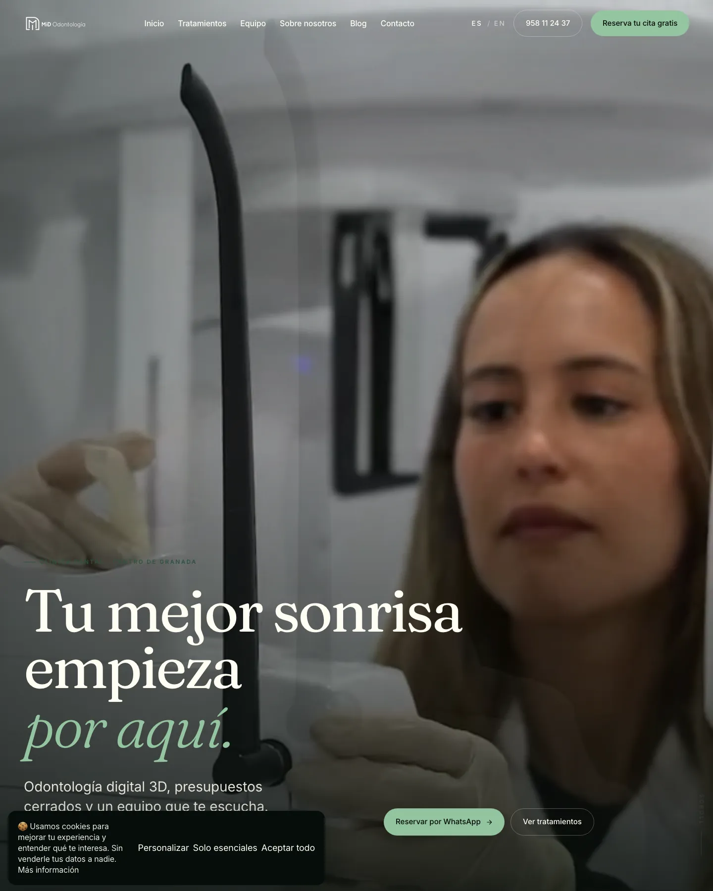 Portada de midodontologia.com, la web de la clínica dental MiD Odontología de Granada
